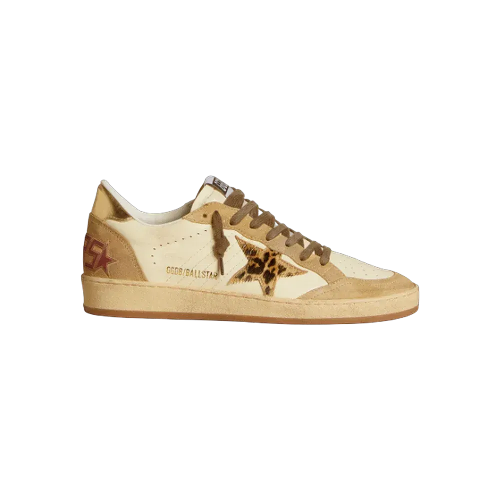 Golden Goose Ball Star In Nappa And Suede With Pony Skin Star And Metallic Heel Tab