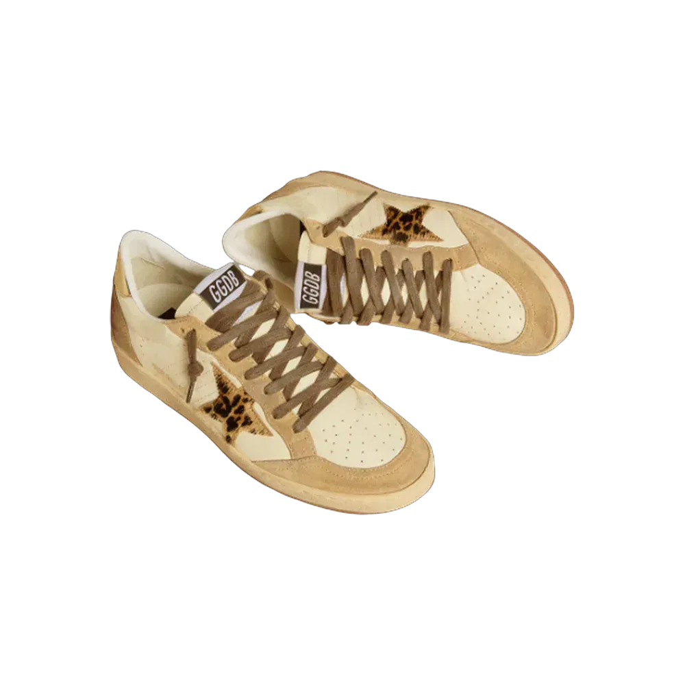 Golden Goose Ball Star In Nappa And Suede With Pony Skin Star And Metallic Heel Tab