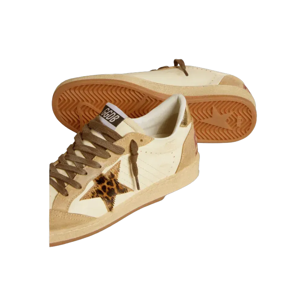 Golden Goose Ball Star In Nappa And Suede With Pony Skin Star And Metallic Heel Tab