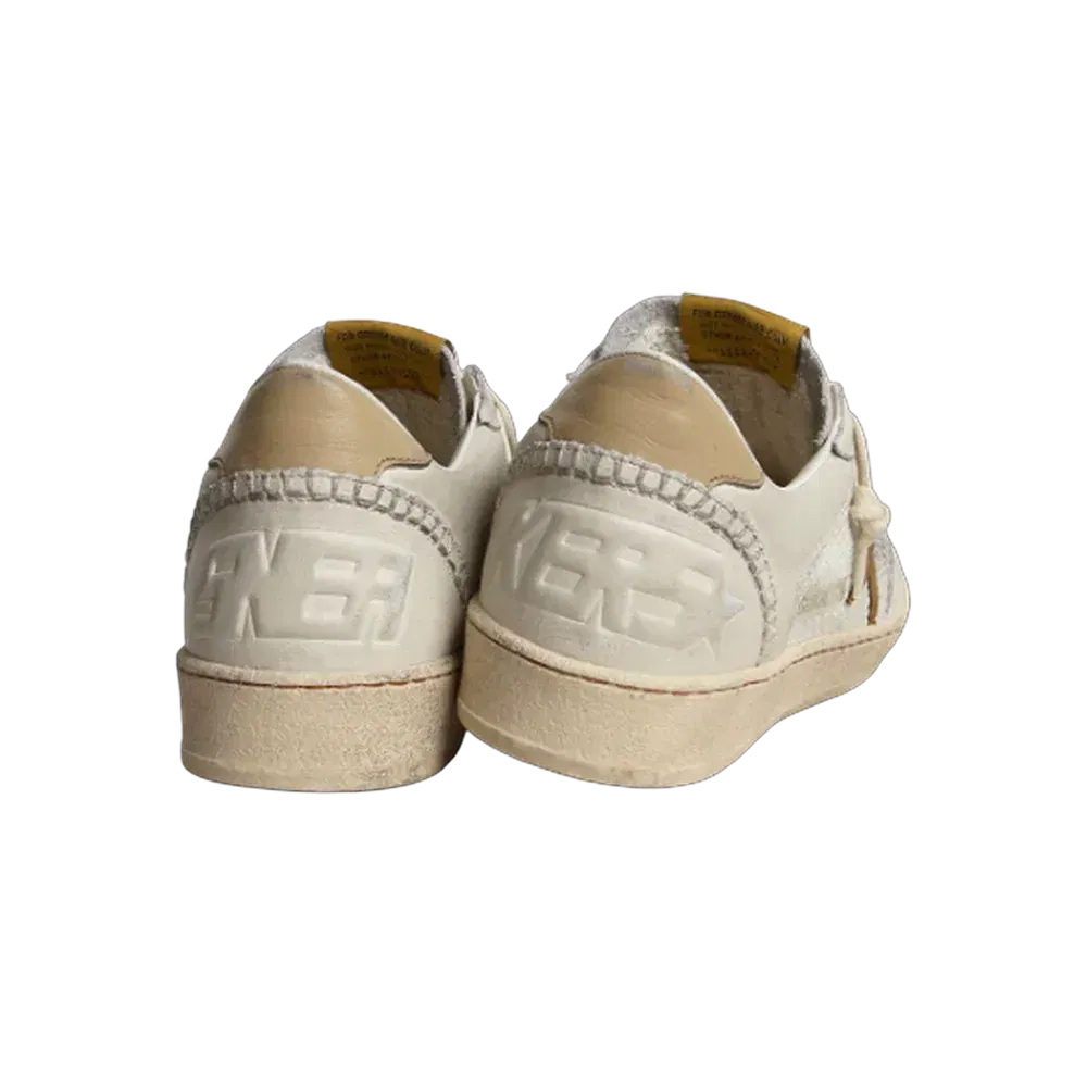 Golden Goose Ball Star In White Nappa And Mesh With Tobacco-Colored Nubuck Star