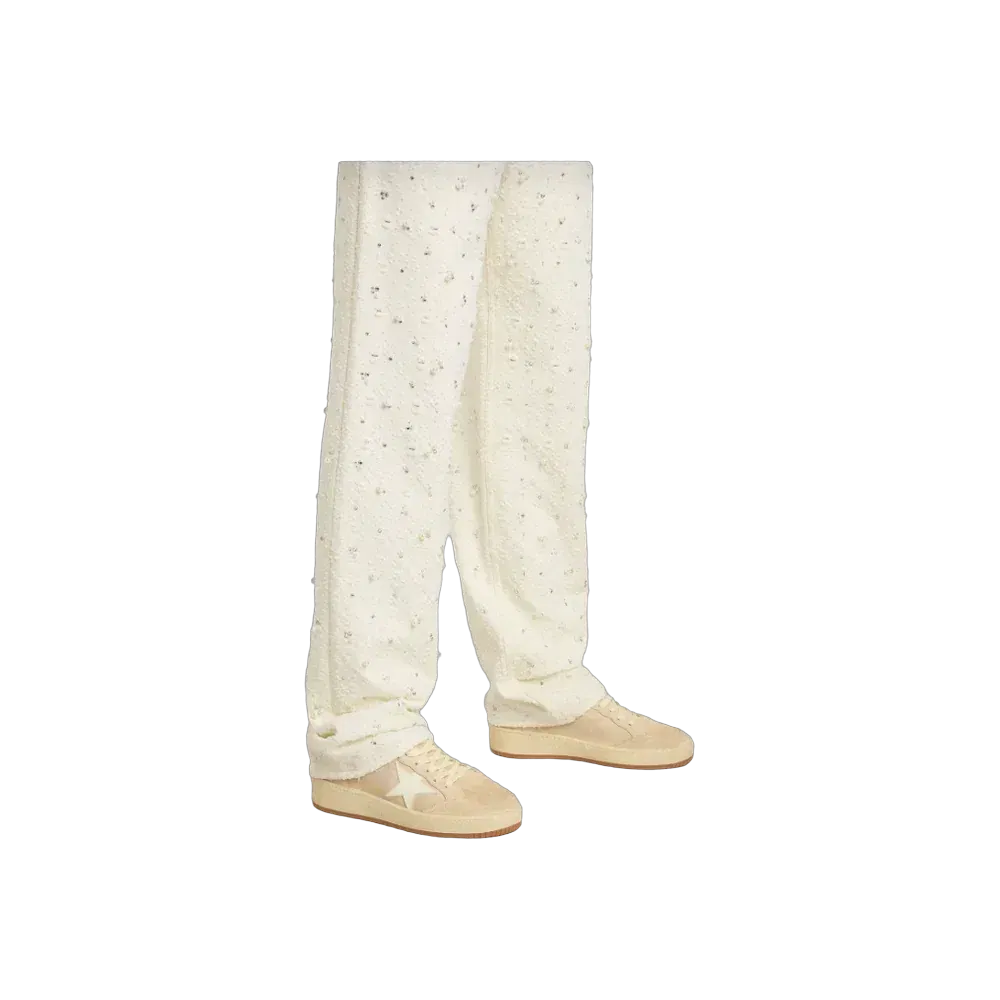 Golden Goose Ball Star In Beige Suede With White Leather Star And Heel Tab