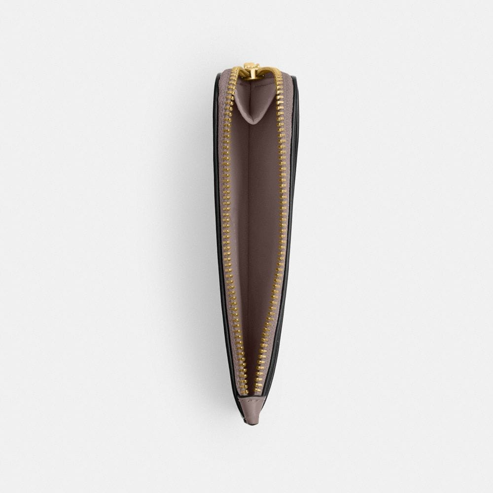 Coach New York Zip Card Case In Colorblock Brass Ash Multi