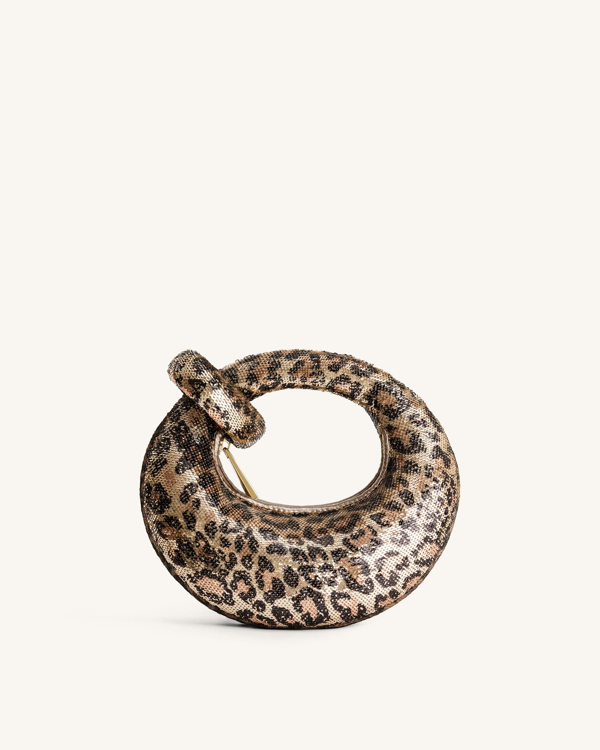 Jw Pei Abacus Metallic Sequin Mini Top Handle Bag Leopard Print