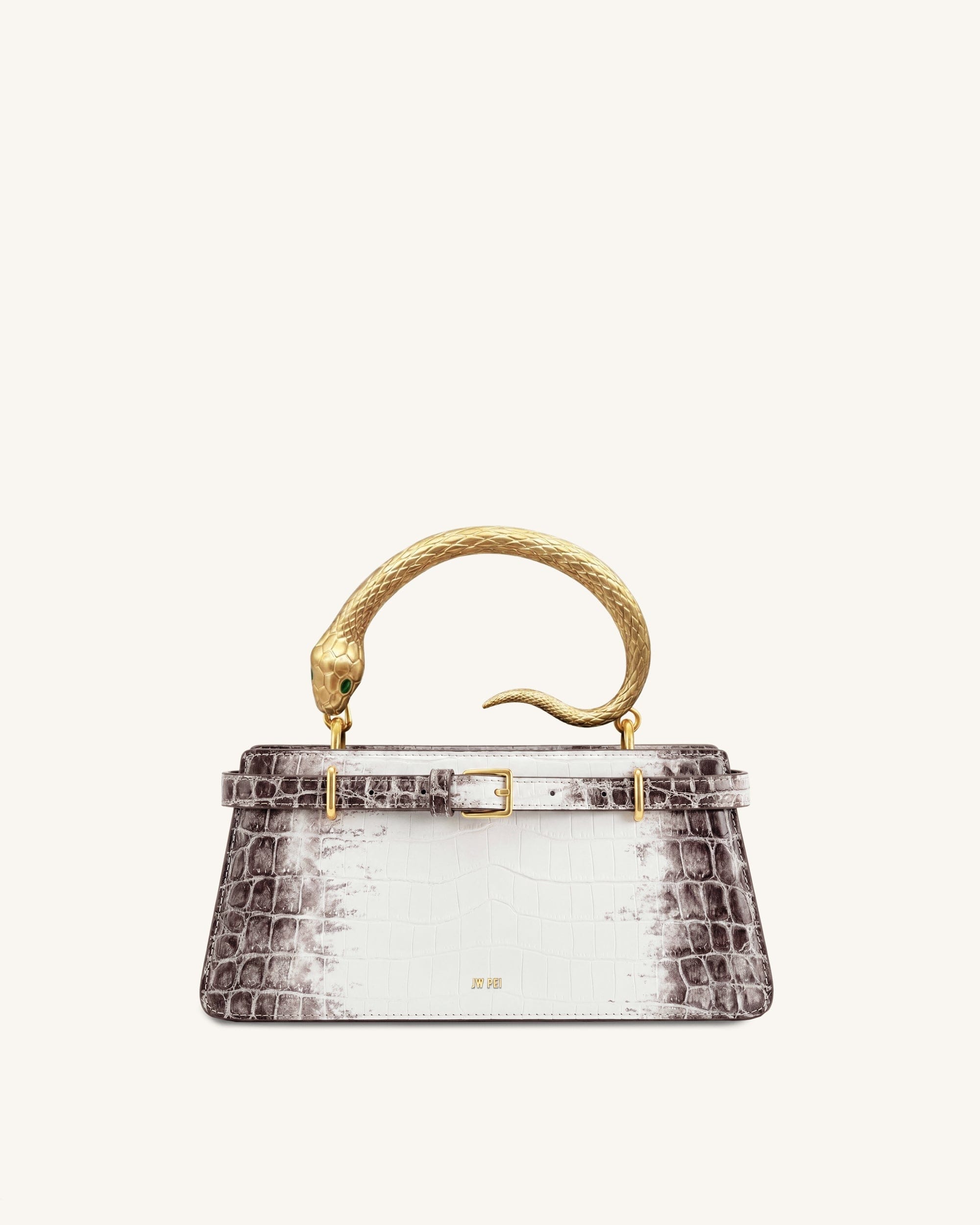 Jw Pei Elena Snake Handle Top Handle Bag White Croc