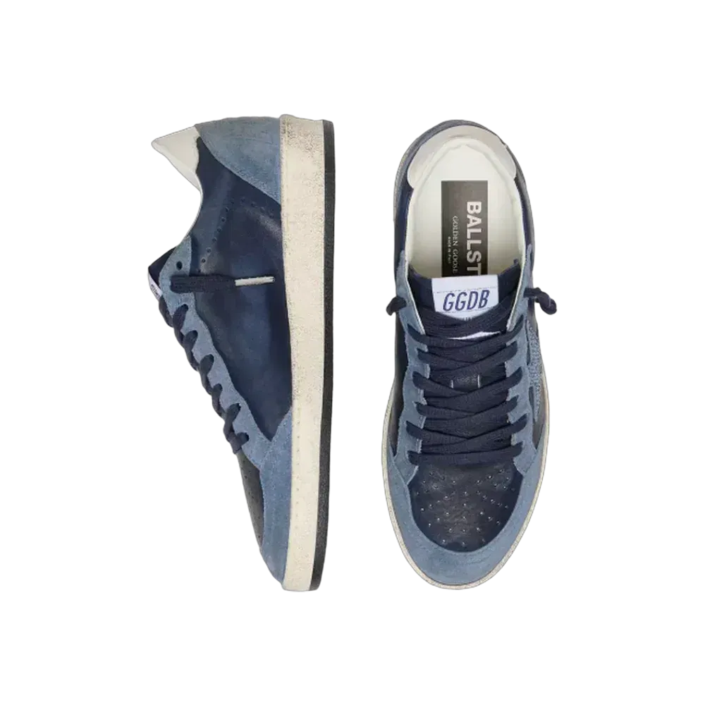 Golden Goose Ball Star LTD In Dark Blue Leather With Light Blue Swarovski Crystal Star