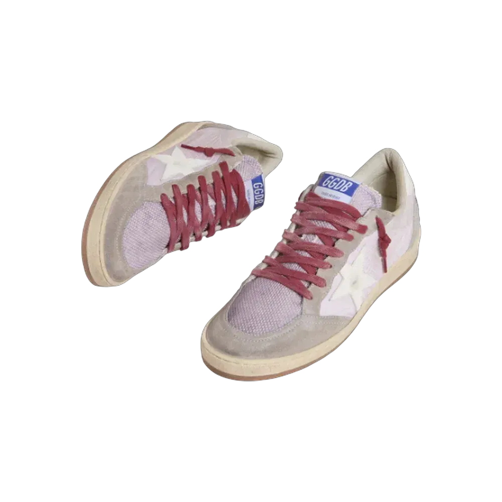 Golden Goose Ball Star LTD In Lilac Nylon With White Leather Star And Suede Inserts