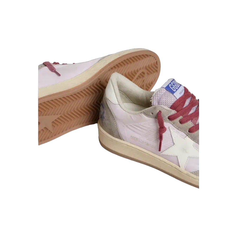 Golden Goose Ball Star LTD In Lilac Nylon With White Leather Star And Suede Inserts