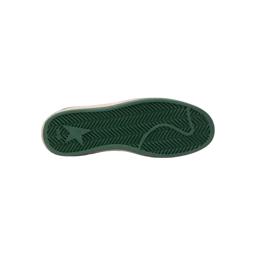 Golden Goose Ball Star In Green Suede With White Leather Star And Heel Tab