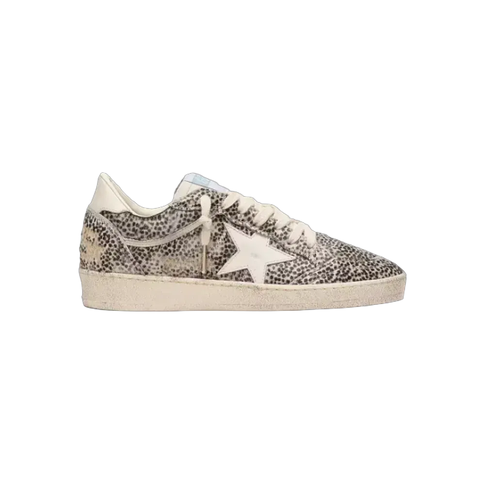 Golden Goose Ball Star LTD In Leopard Pony Skin With Cream Leather Star