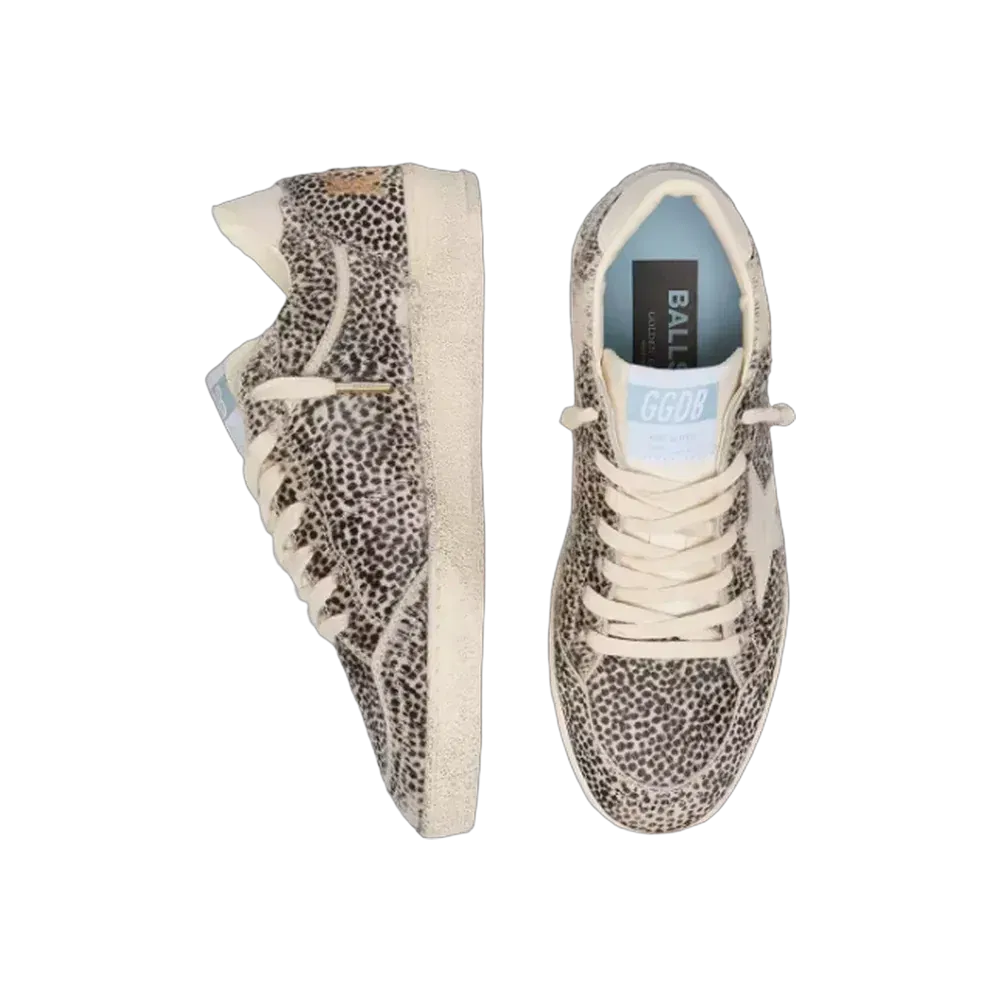 Golden Goose Ball Star LTD In Leopard Pony Skin With Cream Leather Star