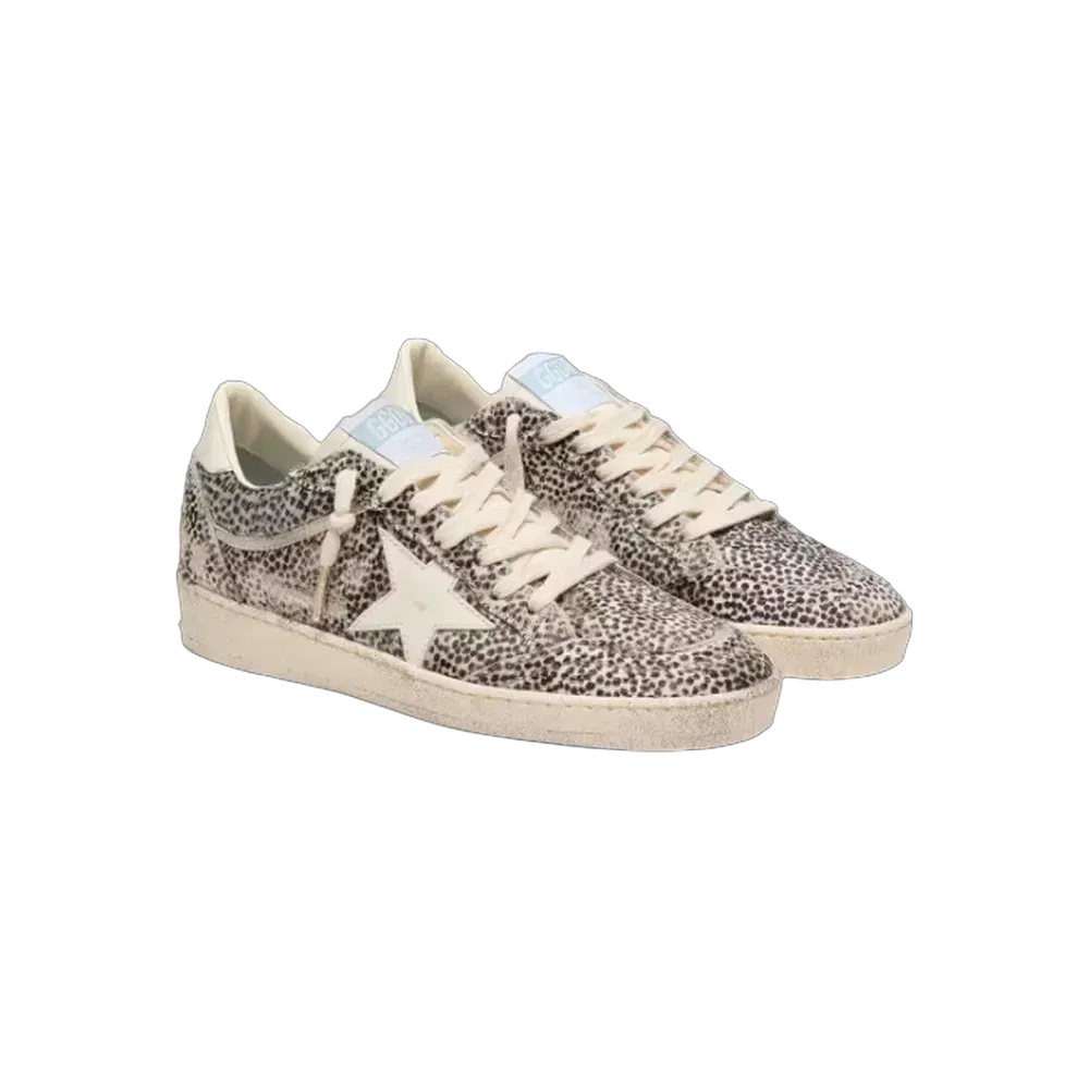 Golden Goose Ball Star LTD In Leopard Pony Skin With Cream Leather Star