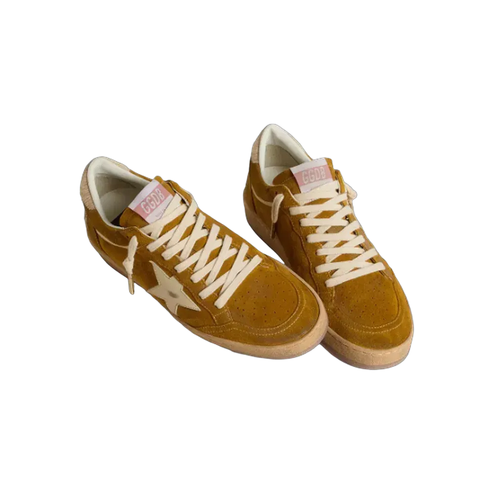 Golden Goose Ball Star In Suede With Beige Leather Star And Pony Skin Heel Tab