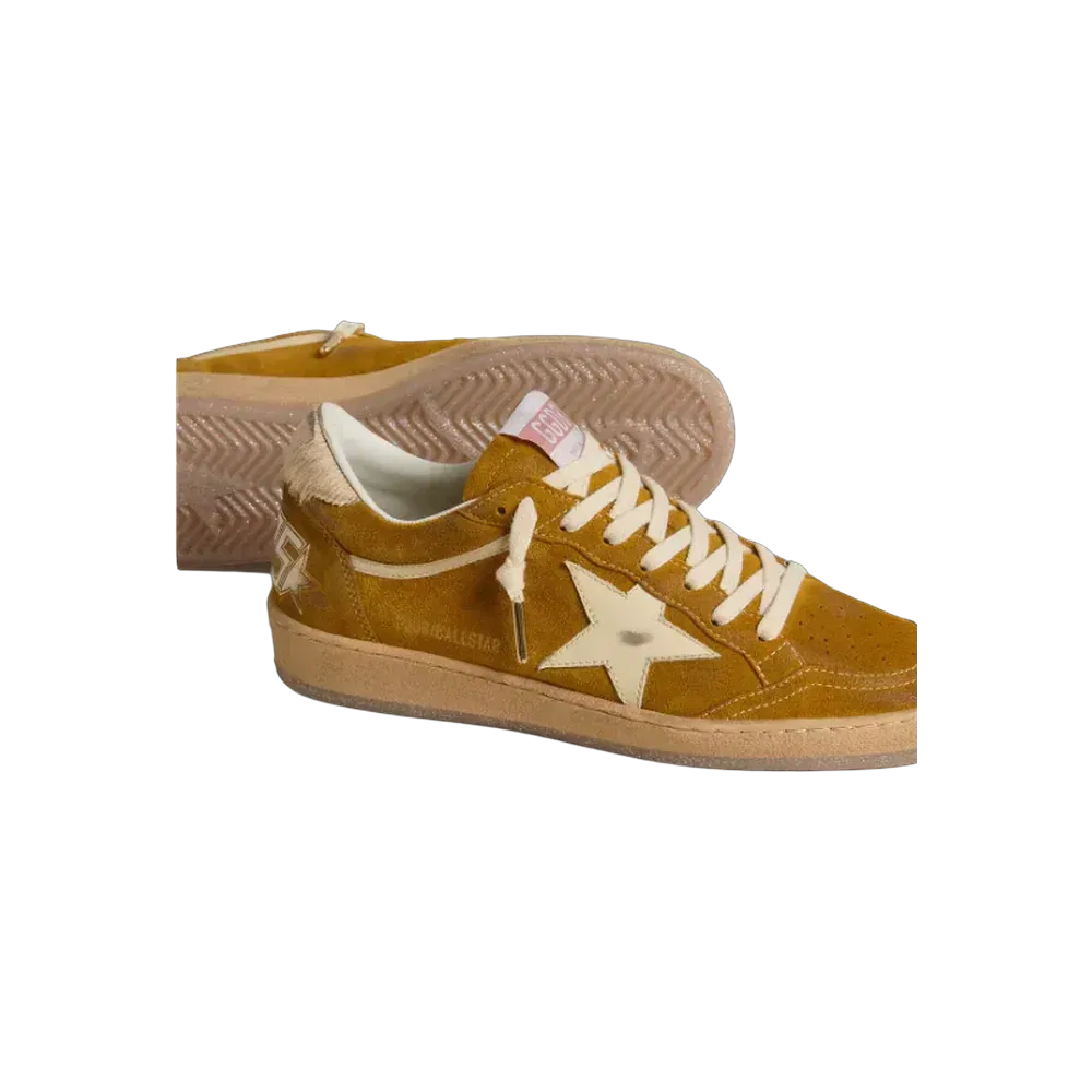 Golden Goose Ball Star In Suede With Beige Leather Star And Pony Skin Heel Tab