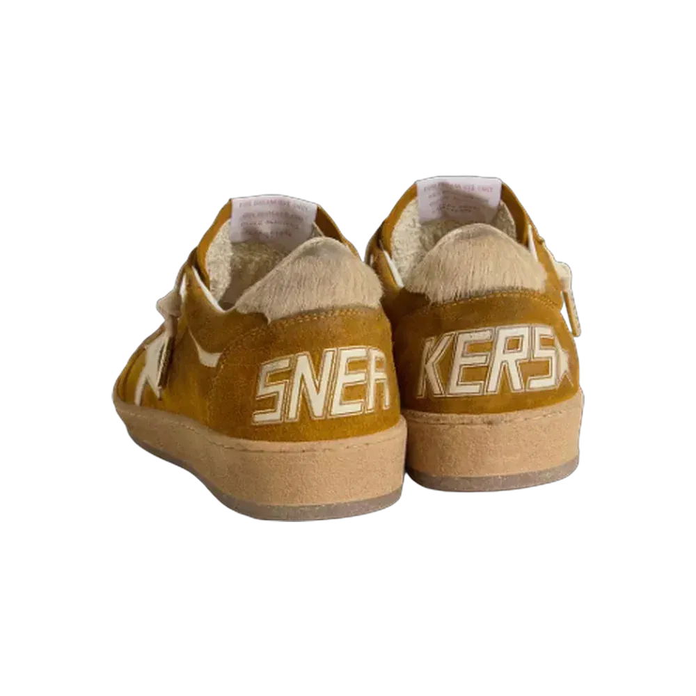 Golden Goose Ball Star In Suede With Beige Leather Star And Pony Skin Heel Tab