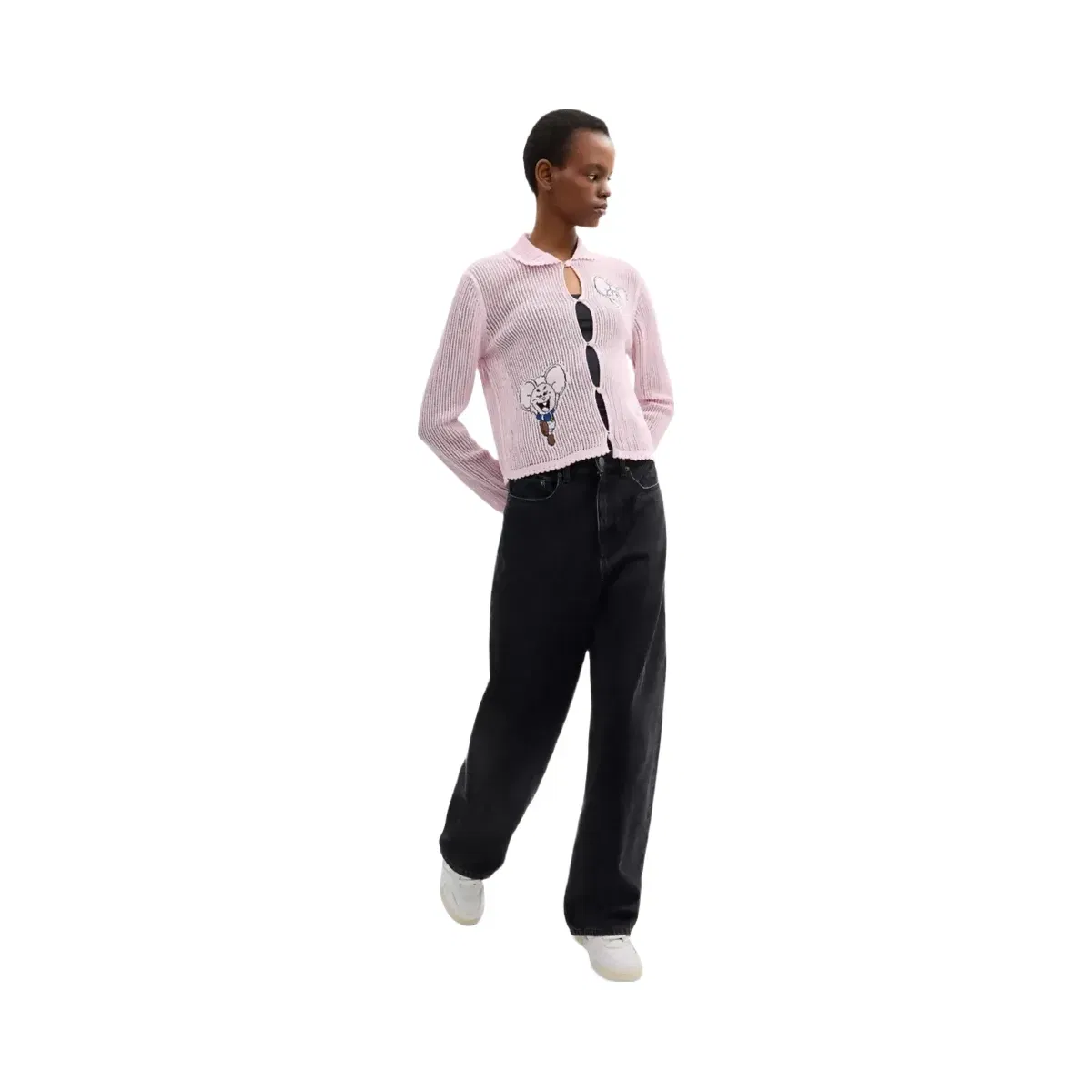 Coach x Brain Dead Kachi Mouse Cardigan In Organic Cotton in Pink