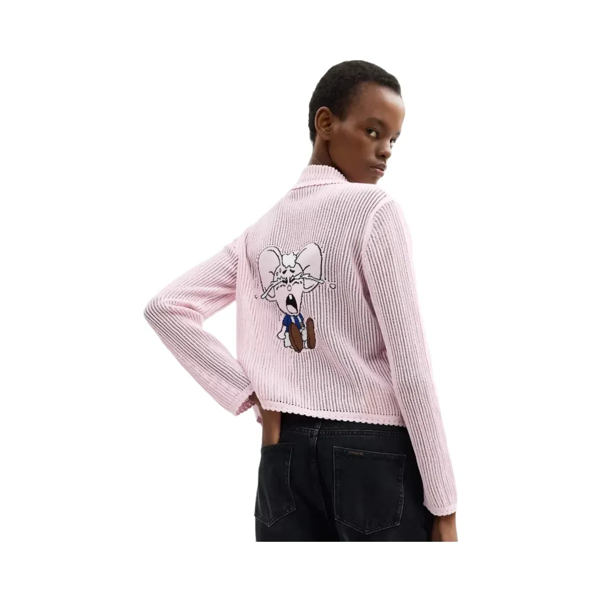 Coach x Brain Dead Kachi Mouse Cardigan In Organic Cotton in Pink