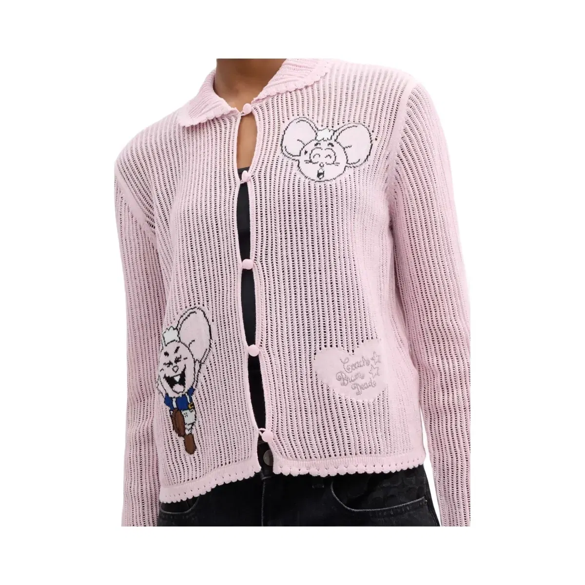 Coach x Brain Dead Kachi Mouse Cardigan In Organic Cotton in Pink