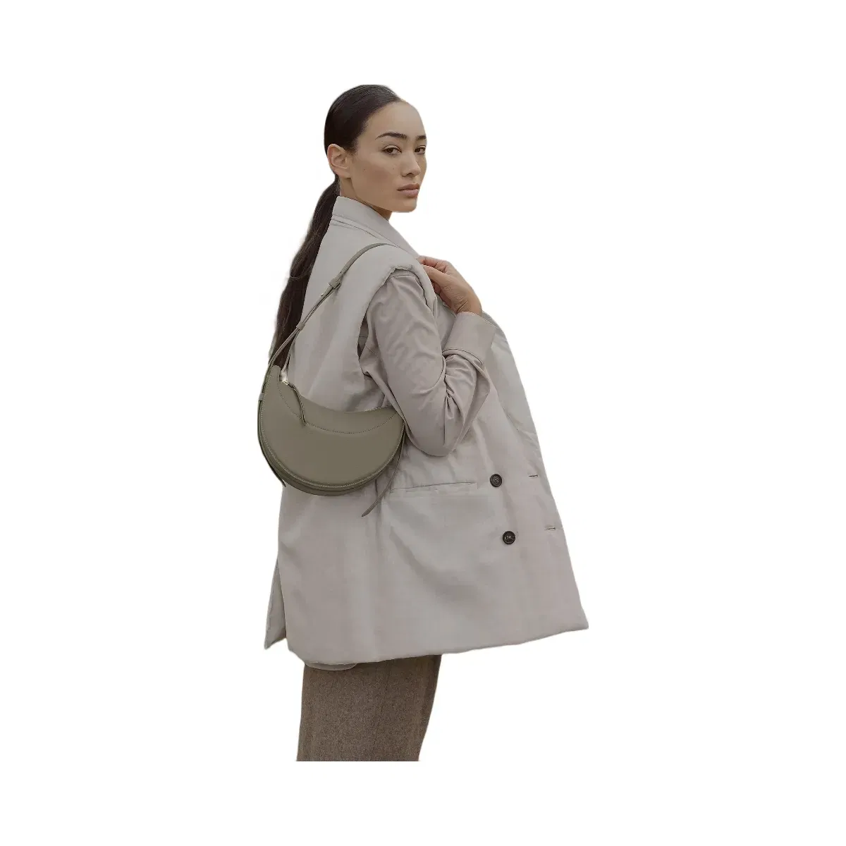 Polène Numéro Dix Textured Leather Bag Olive