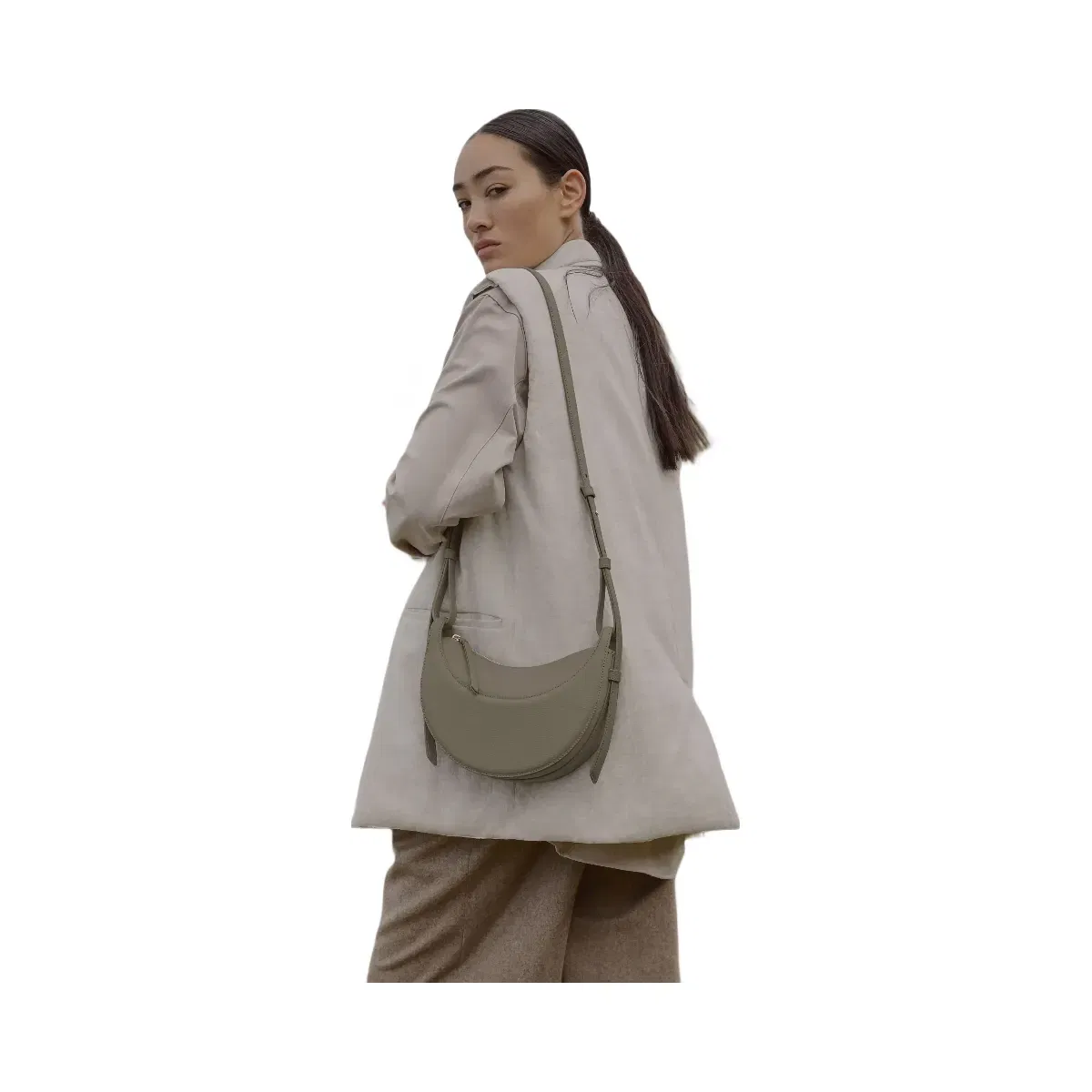 Polène Numéro Dix Textured Leather Bag Olive
