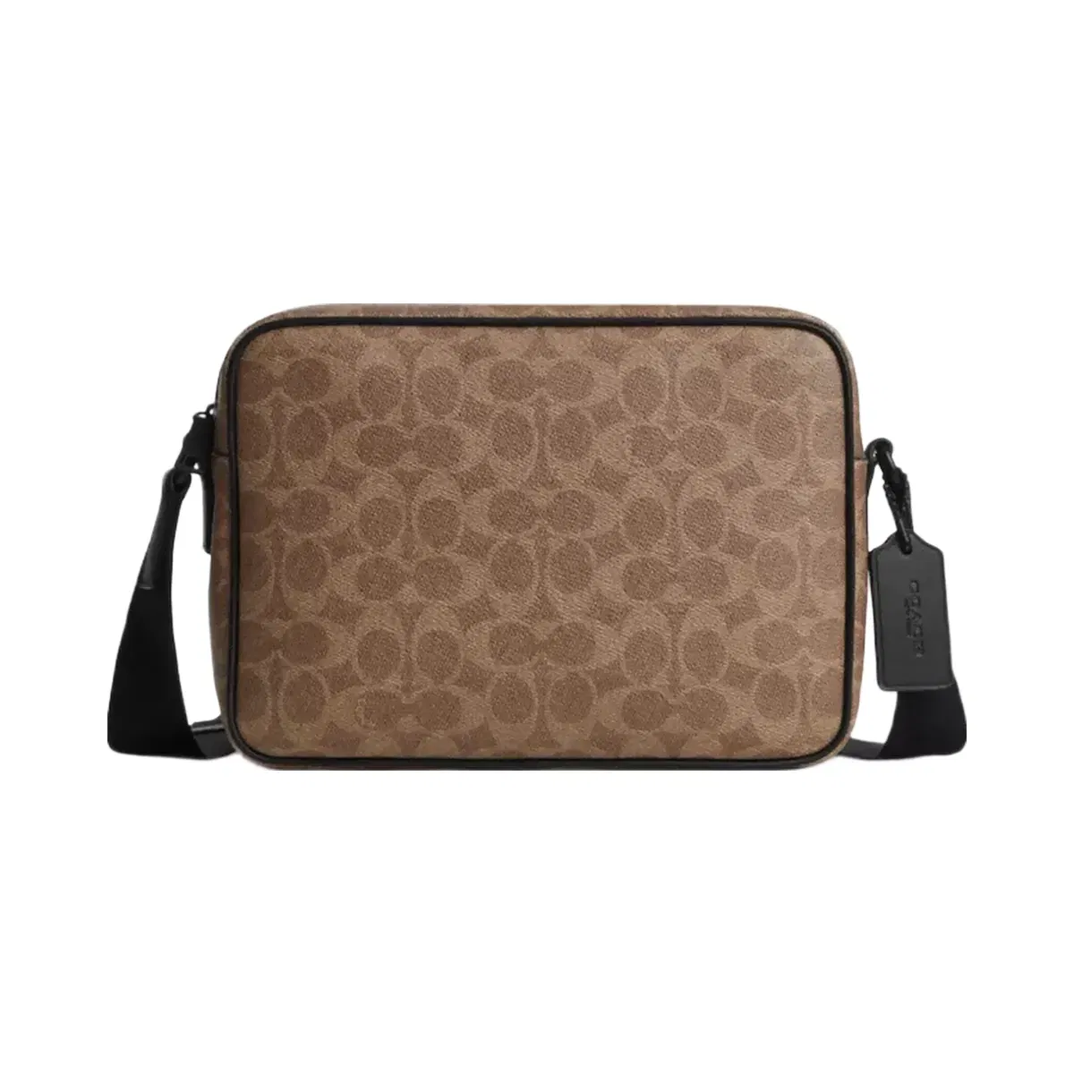 Coach Colton Crossbody Bag 25 In Signature Canvas in Matte Black Tan Black