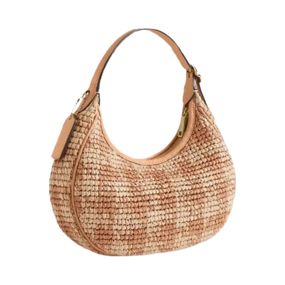 Coach Emily Shoulder Bag With Gingham Print in Gold Tan