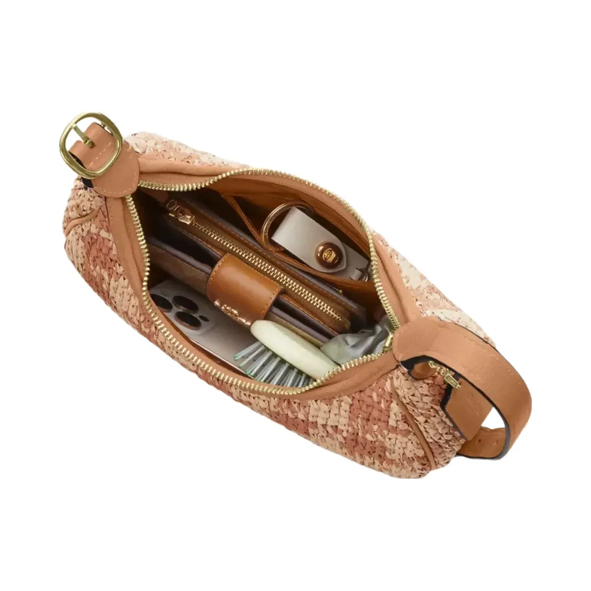 Coach Emily Shoulder Bag With Gingham Print in Gold Tan
