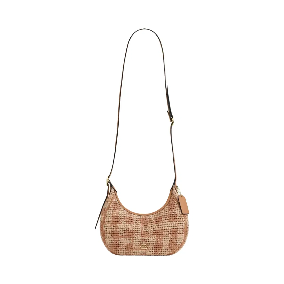 Coach Emily Shoulder Bag With Gingham Print in Gold Tan