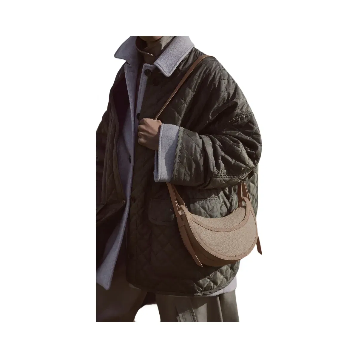 Polène Numéro Dix Duo Canvas Leather Bag Taupe