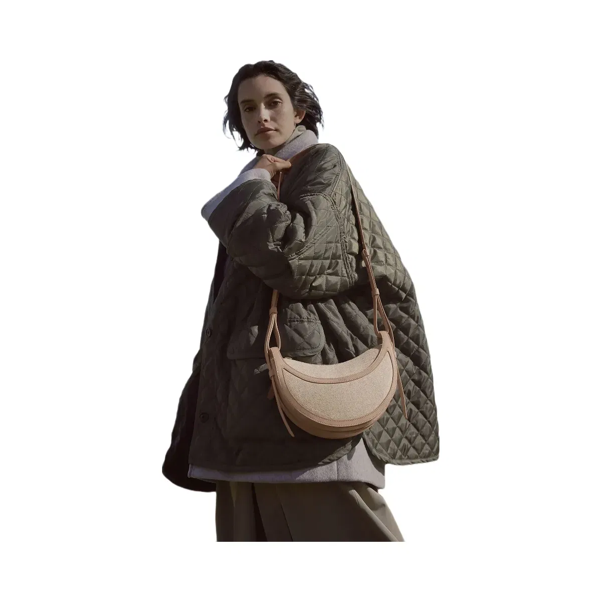 Polène Numéro Dix Duo Canvas Leather Bag Taupe