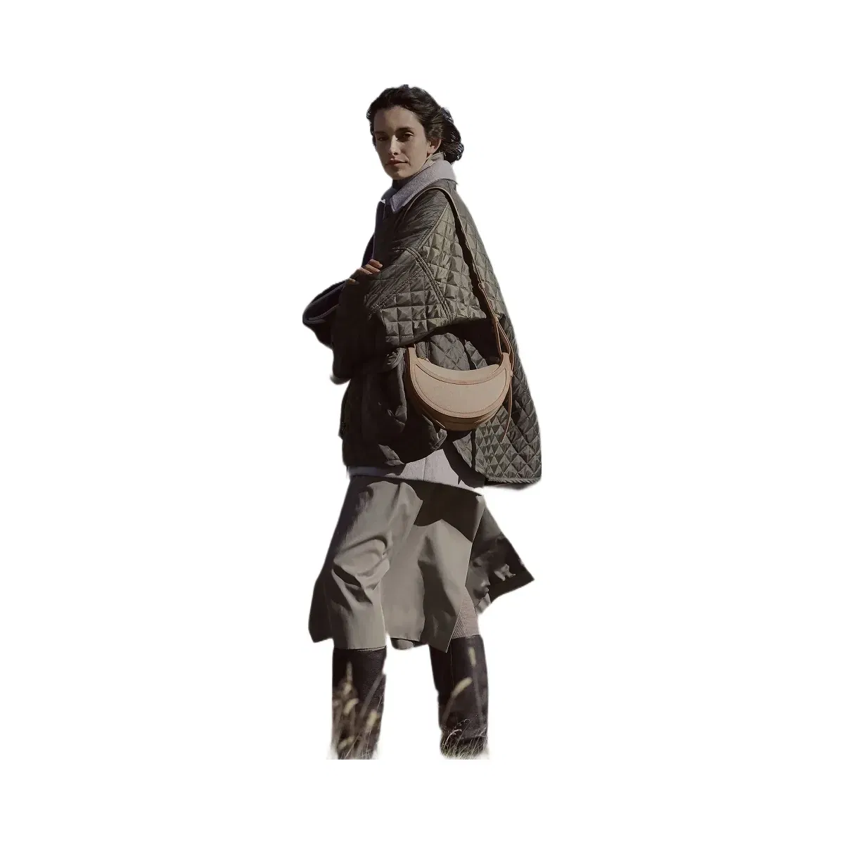 Polène Numéro Dix Duo Canvas Leather Bag Taupe