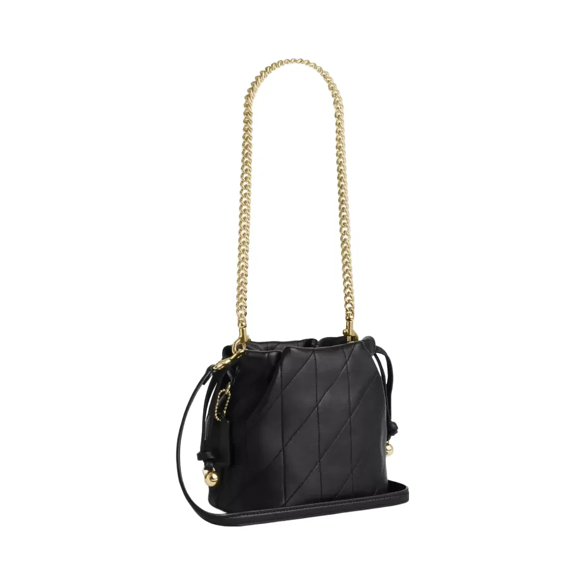 Coach Faye Mini Drawstring Bag With Quilting in Gold Black