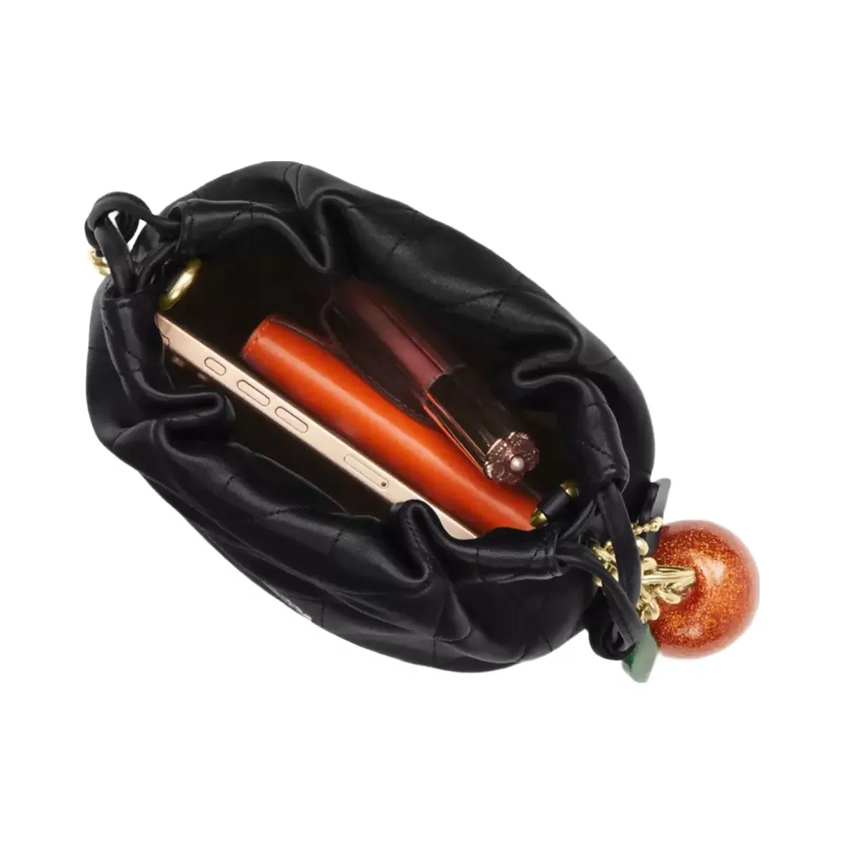 Coach Faye Mini Drawstring Bag With Quilting in Gold Black