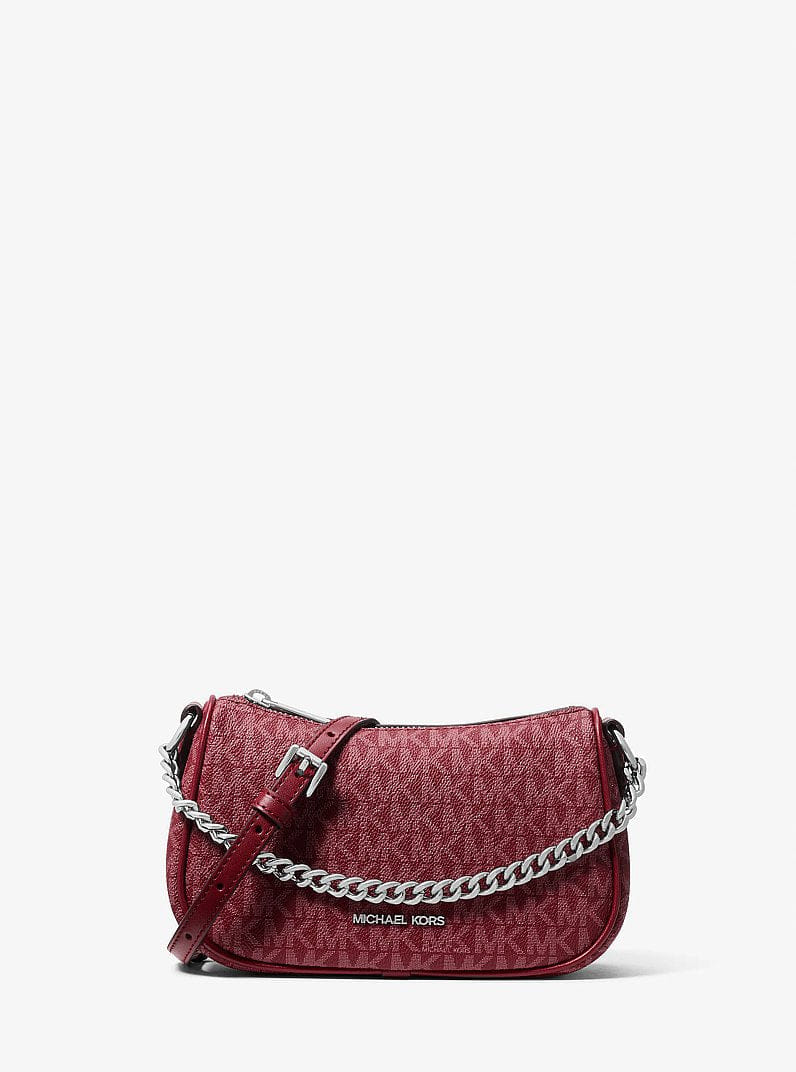 Michael Kors Carmela Small Signature Logo Crossbody Bag Maroon