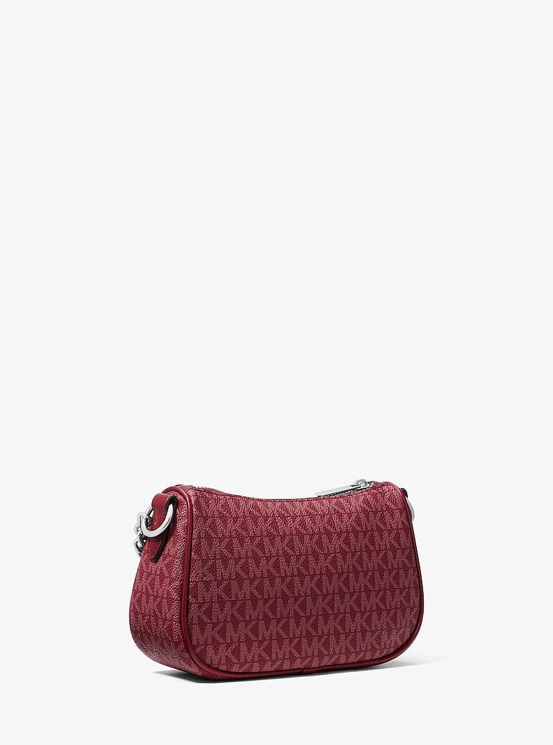 Michael Kors Carmela Small Signature Logo Crossbody Bag Maroon