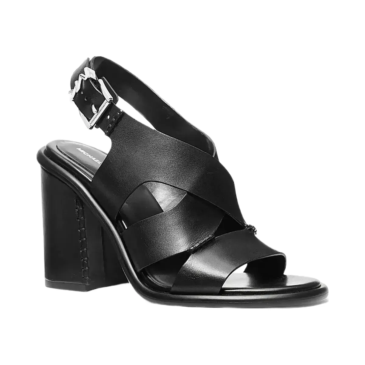 Michael Kors Raven Leather Block Heel Sandal Black