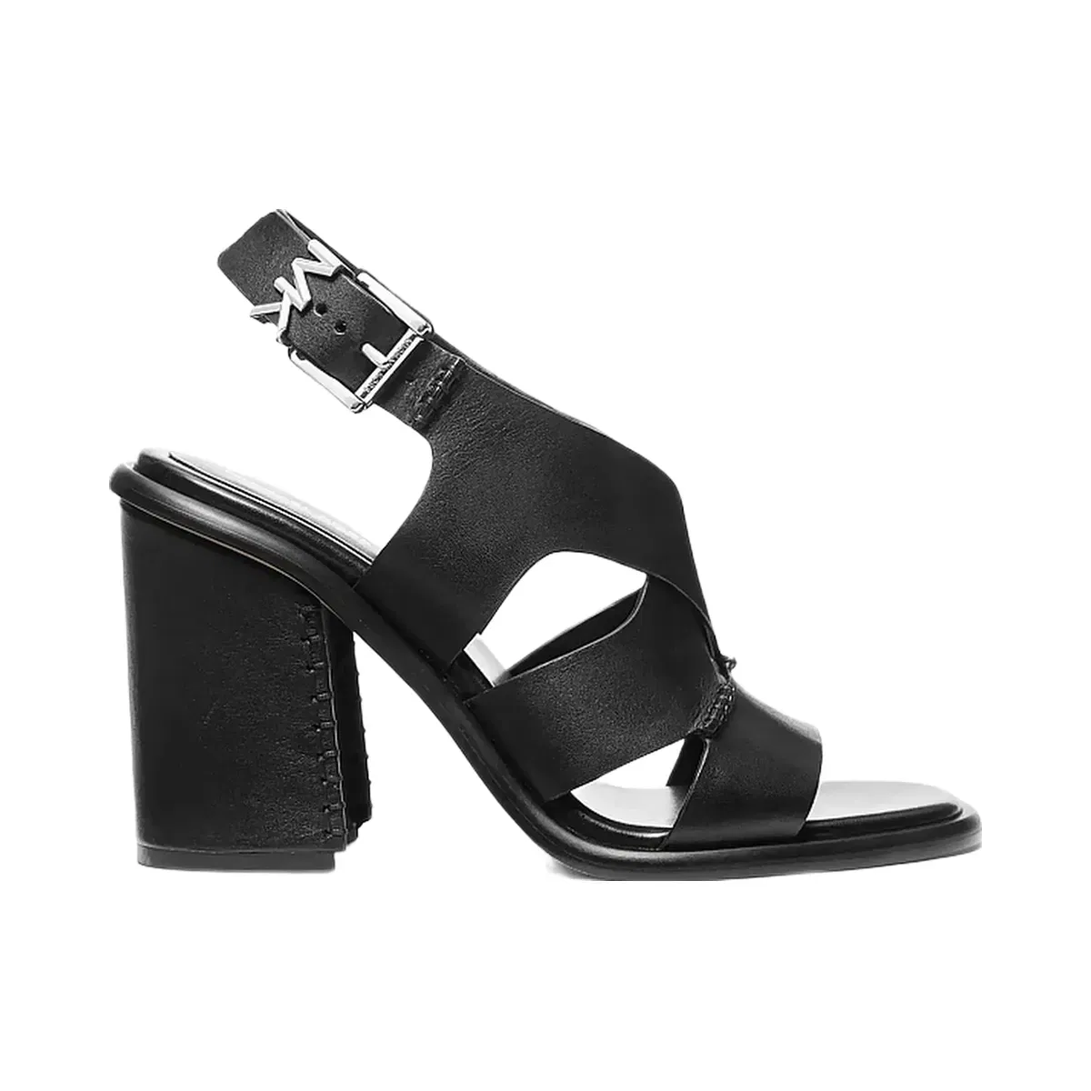 Michael Kors Raven Leather Block Heel Sandal Black