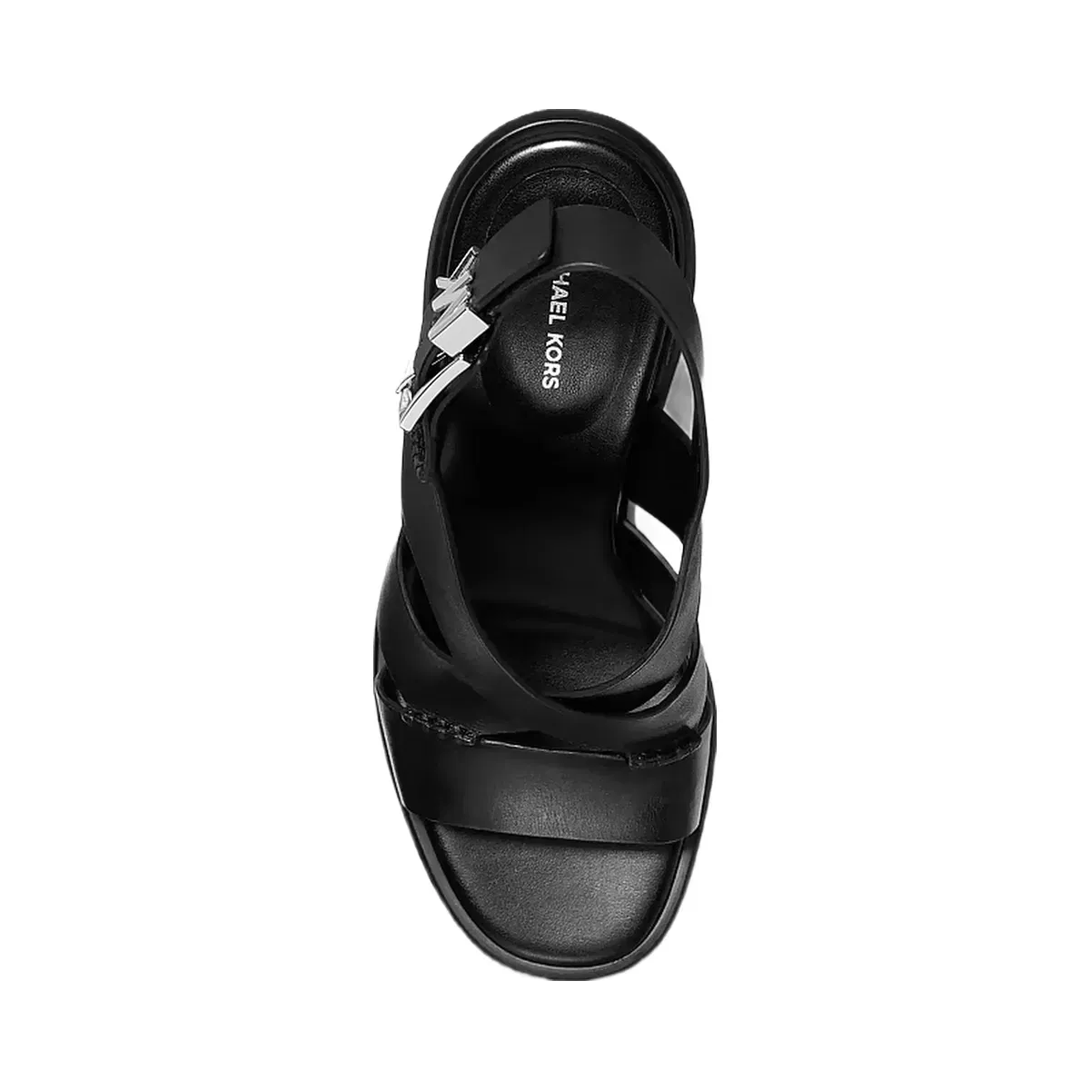 Michael Kors Raven Leather Block Heel Sandal Black