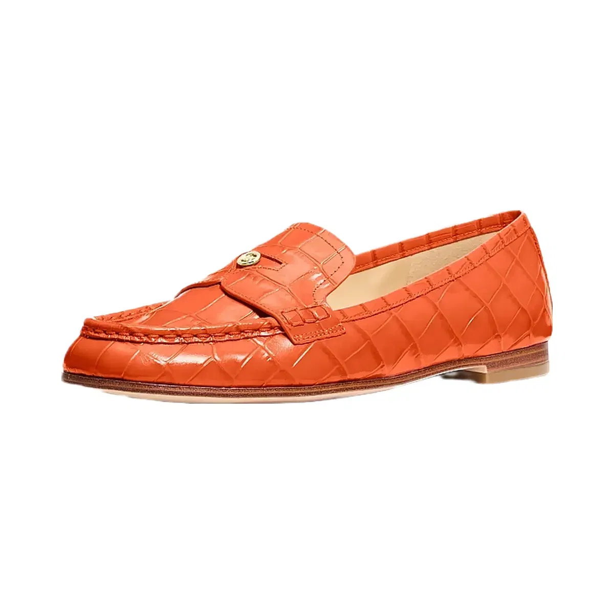 Michael Kors Jennings Crocodile Embossed Leather Loafer Mimosa