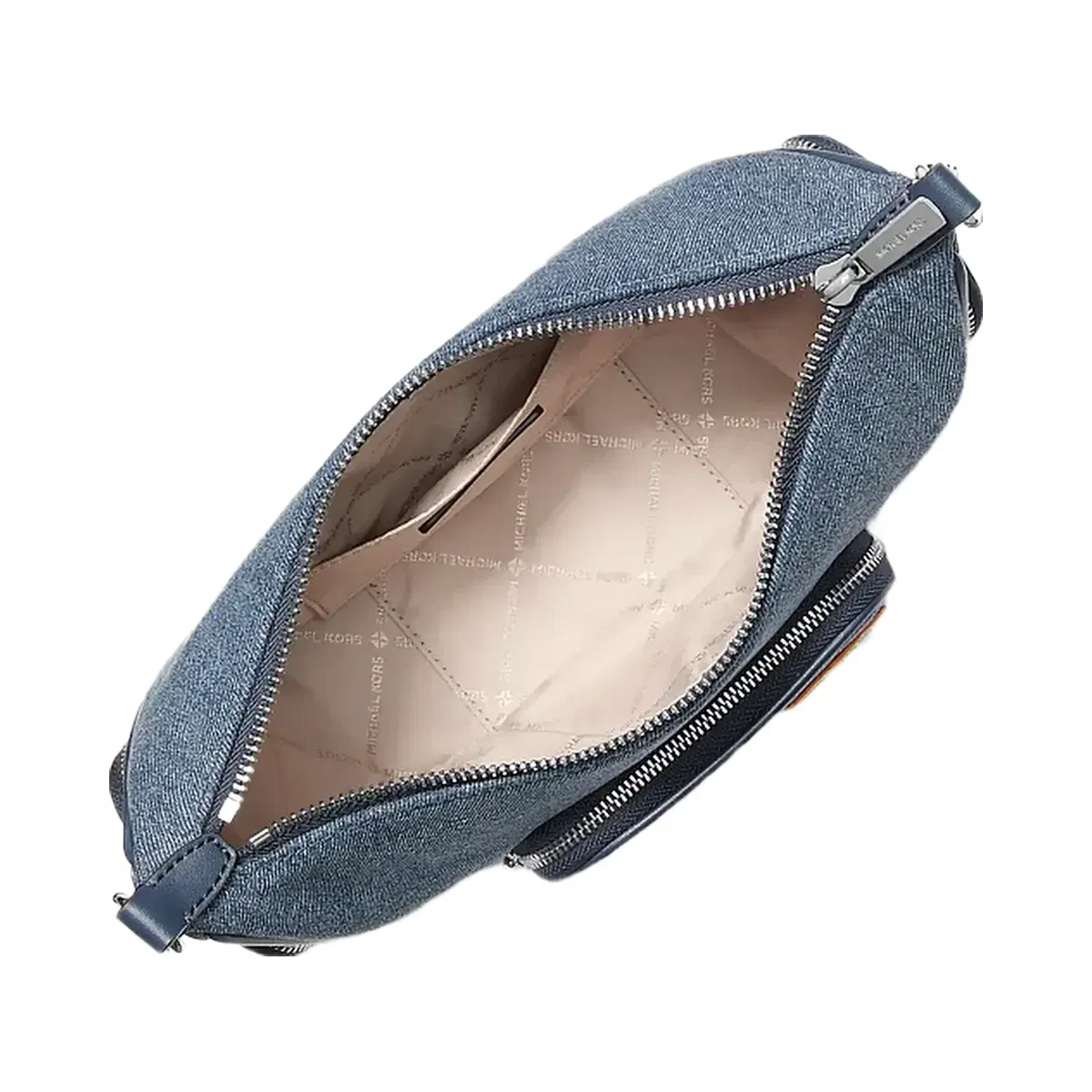 Michael Kors Merritt Small Embellished Denim Convertible Crossbody Bag Washed Denim