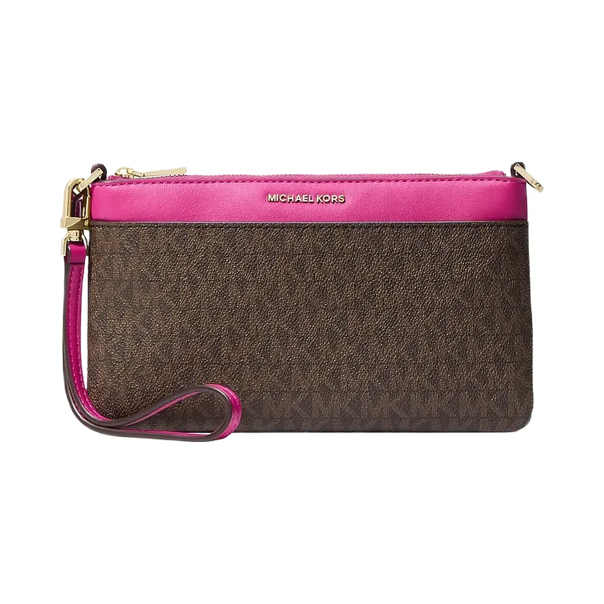 Michael Kors Jet Set Medium Signature Logo Wristlet Raspberry