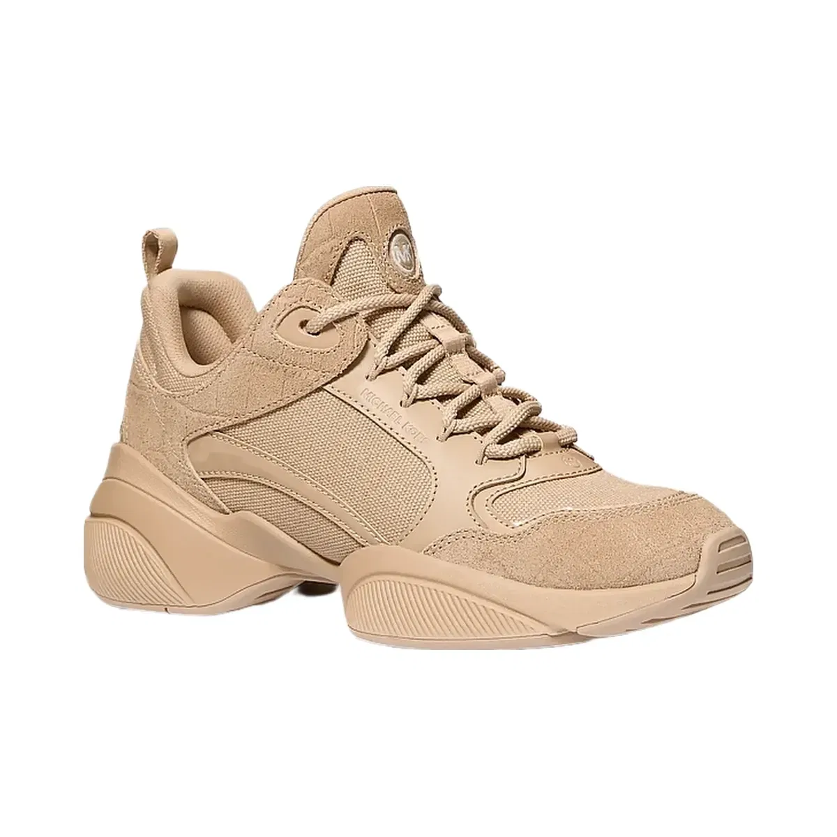 Michael Kors Bowie Mixed-Media Trainer Khaki