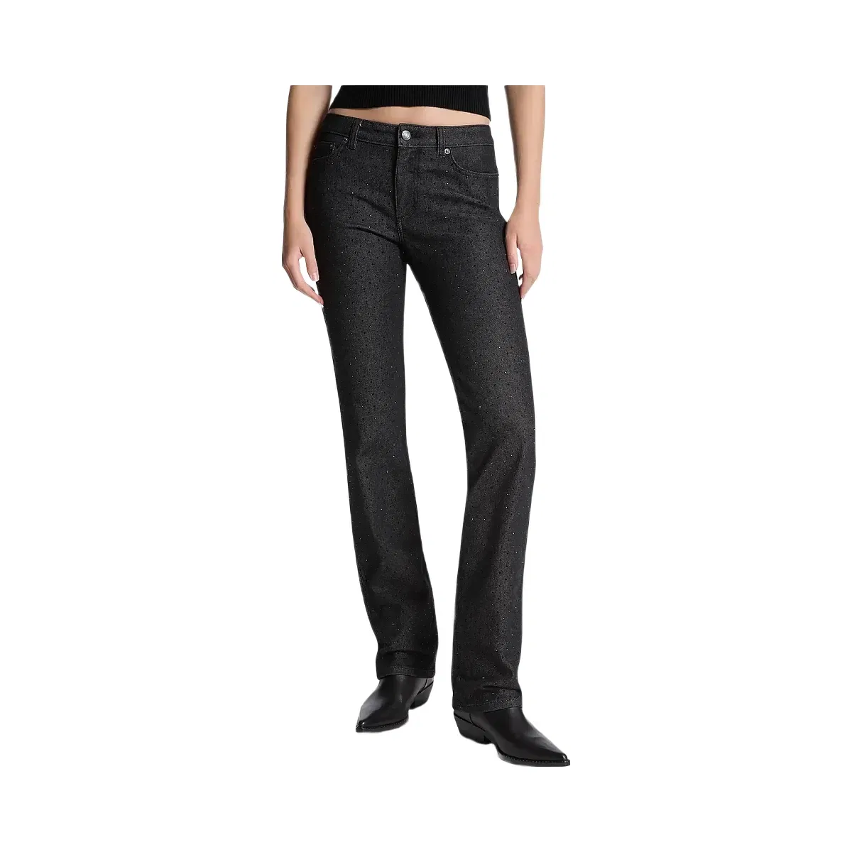 Michael Kors Studded Stretch Denim Cigarette Jeans Black Rinse