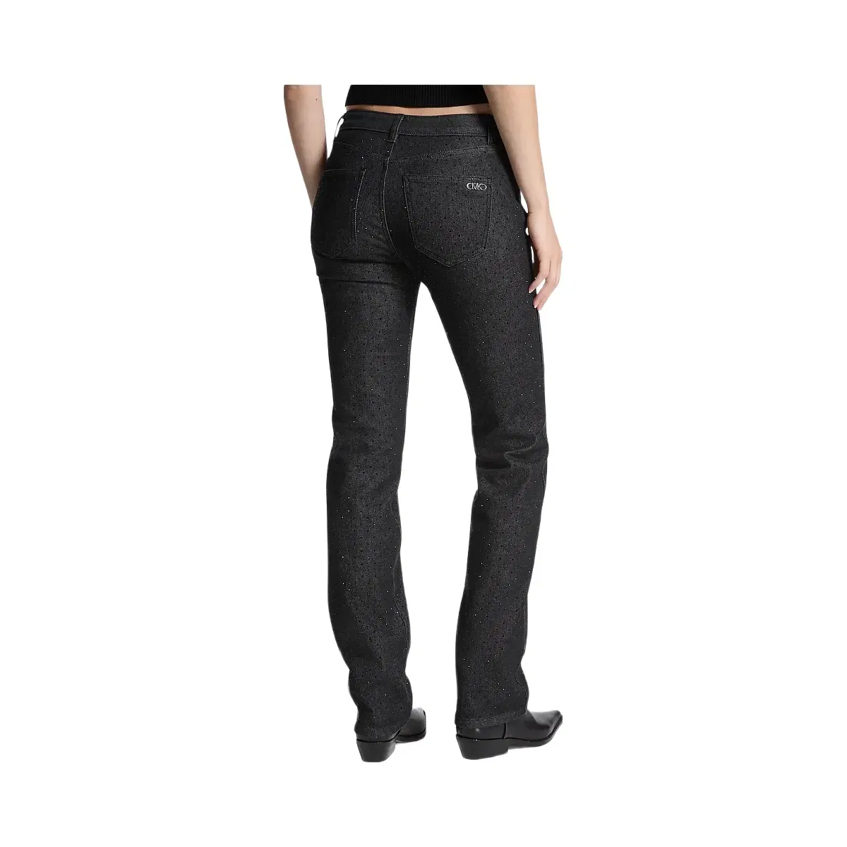 Michael Kors Studded Stretch Denim Cigarette Jeans Black Rinse