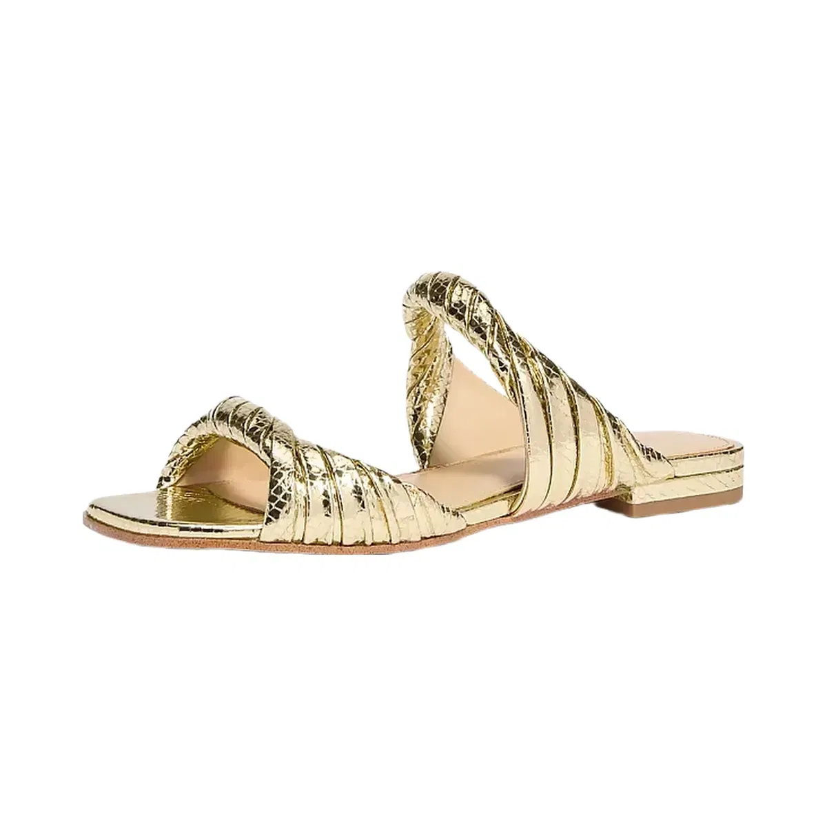 Michael Kors Kiana Metallic Snake Embossed Leather Sandal Pale Gold