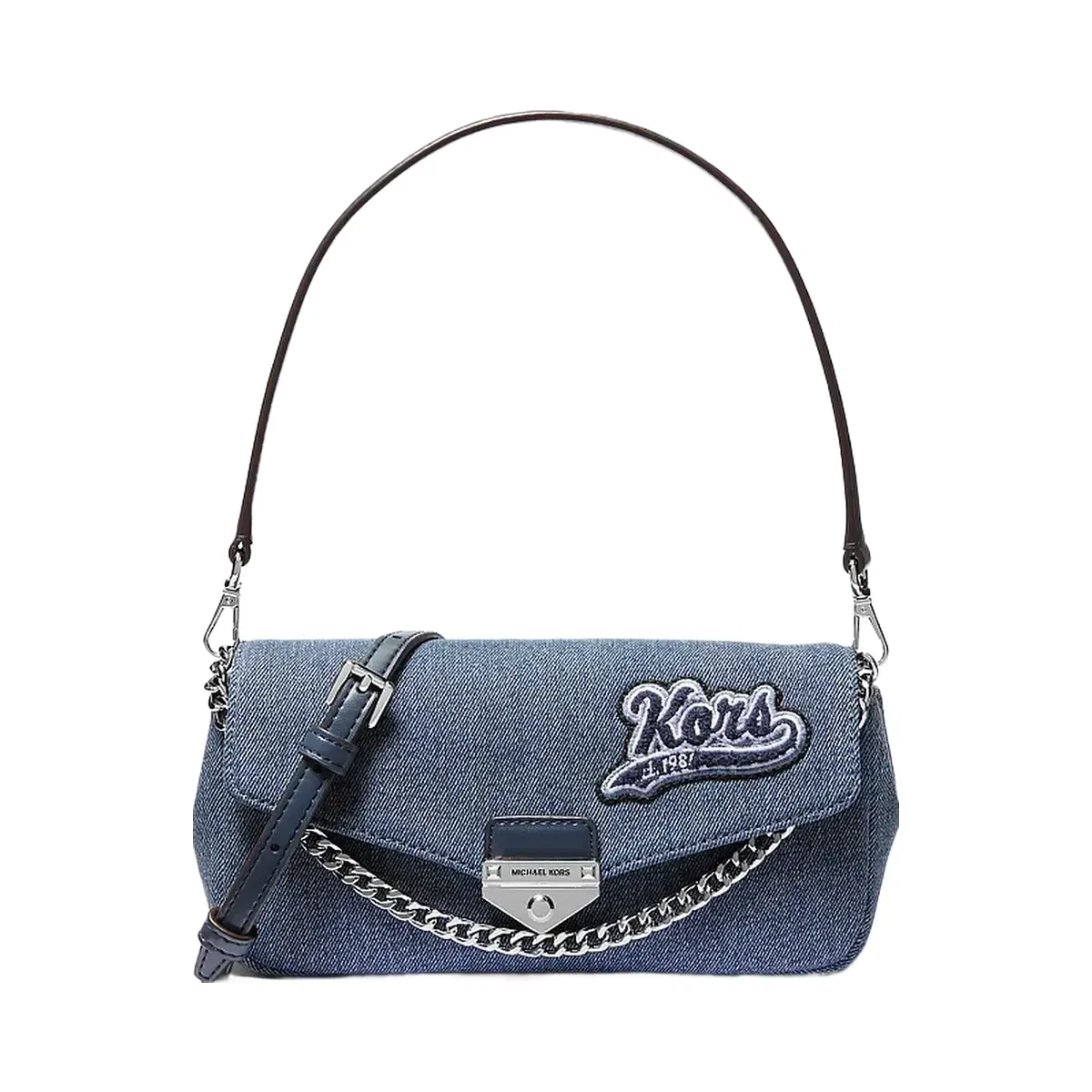 Michael Kors Soho Small Embellished Denim Convertible Crossbody Bag Washed Denim