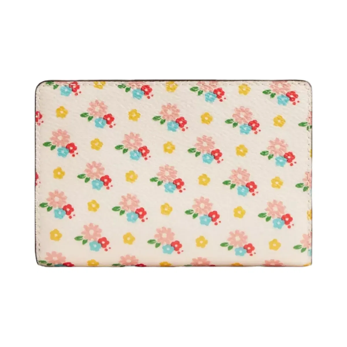 Coach Medium Corner Zip Wallet With Floral Print in Gold Chalk Multi
