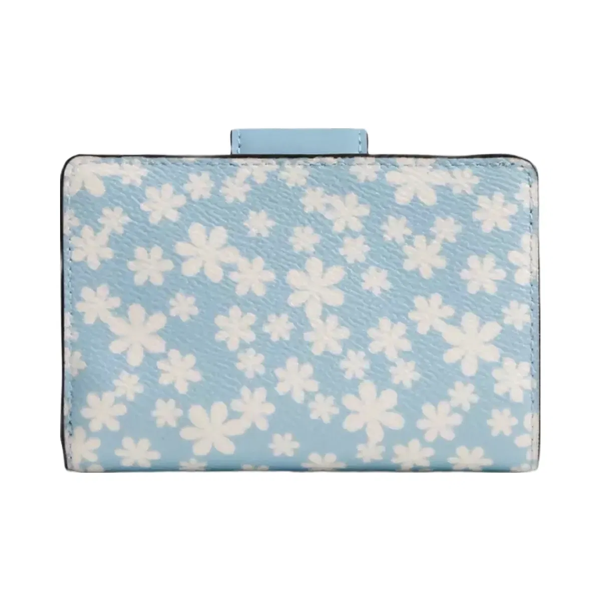 Coach Medium Corner Zip Wallet With Floral Print in Silver Blue Multi