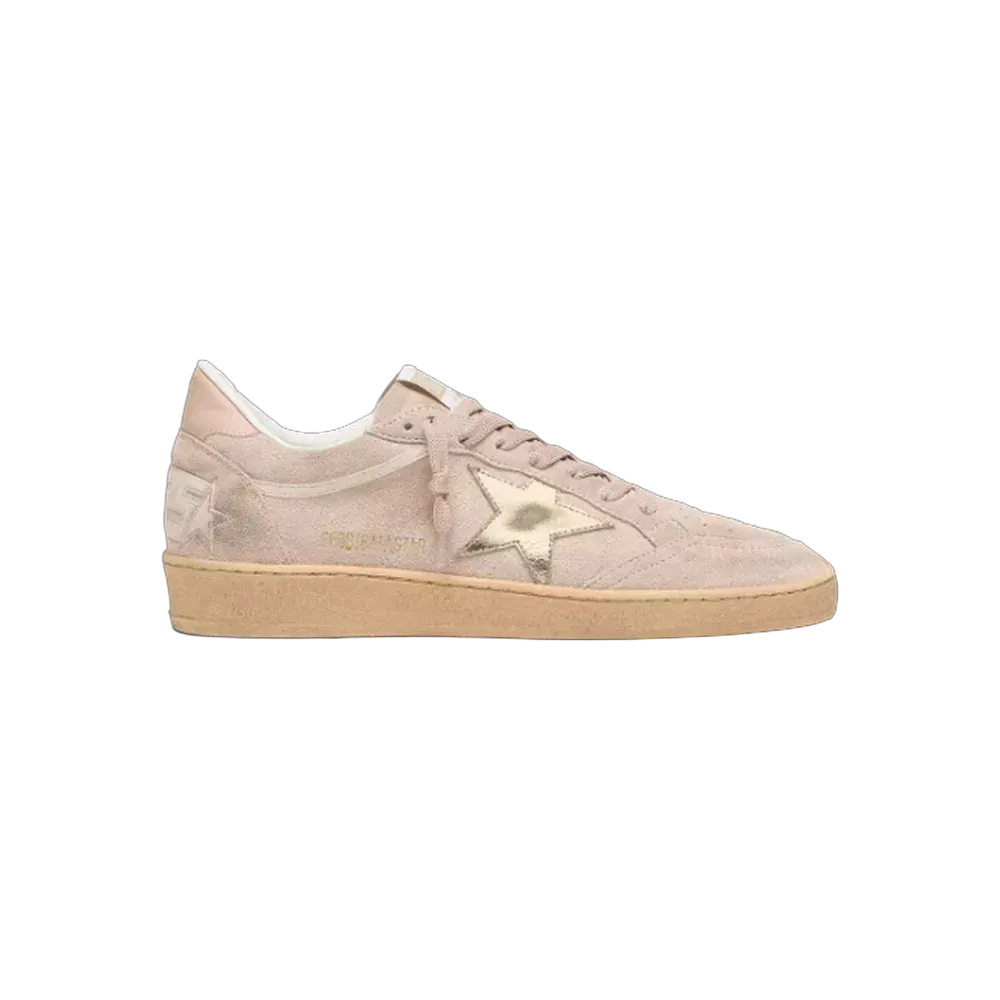 Golden Goose Ball Star In Powder-Pink Suede With Metallic Gold Star