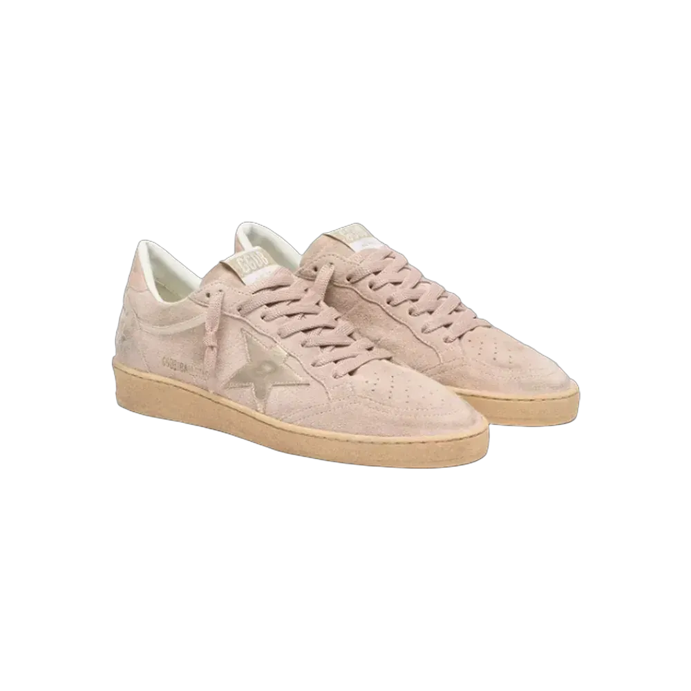 Golden Goose Ball Star In Powder-Pink Suede With Metallic Gold Star