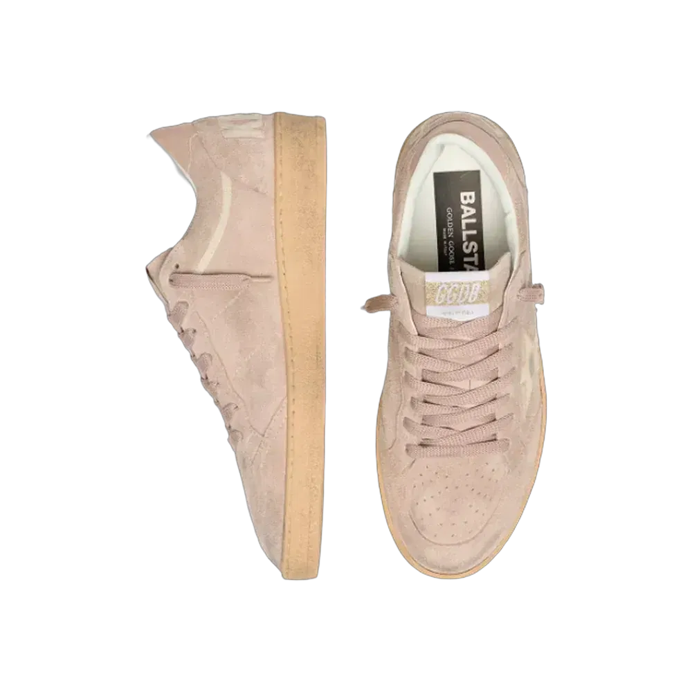 Golden Goose Ball Star In Powder-Pink Suede With Metallic Gold Star